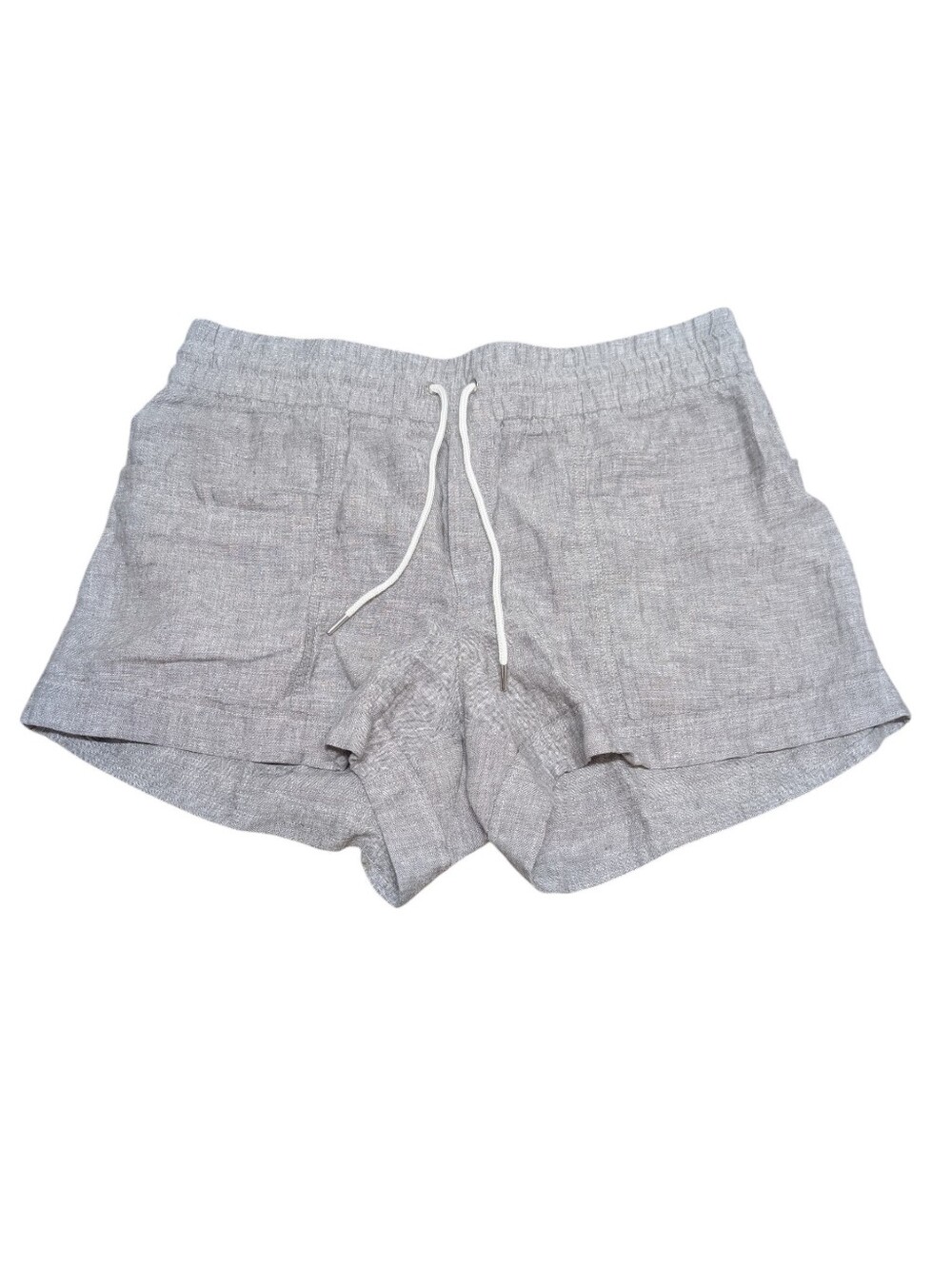 Athleta Women's Cabo Linen 4'' Drawstring Shorts in Light Gray (16)